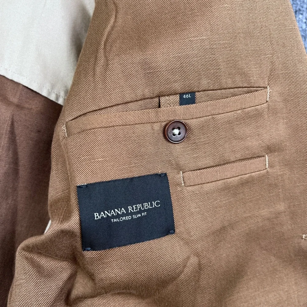 Banana Republic Jacket Mens 46L Brown Manifattura Emmetex Unstructured Linen